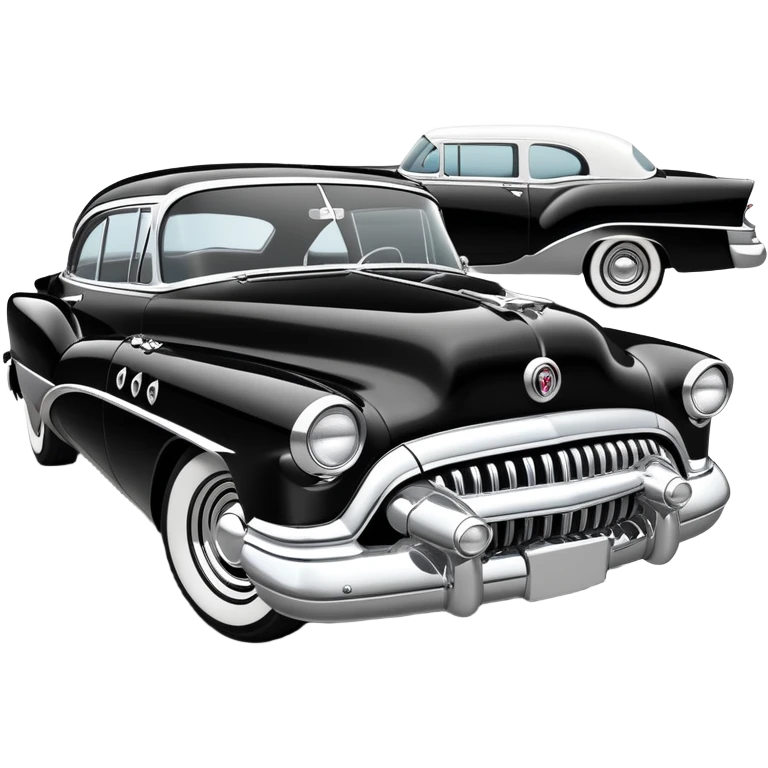 classic hot rod car, 1950s Buick Century influence, black and white colors emoji