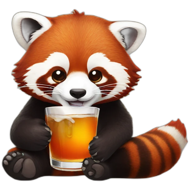 red panda drinking whisky emoji