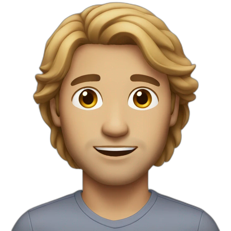 Man middle long light brown hair emoji