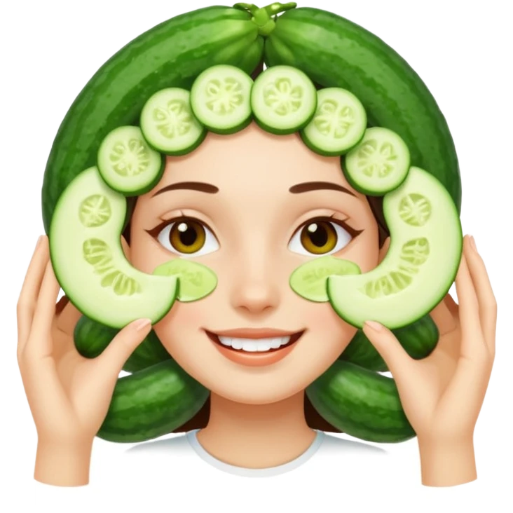 🧖‍♀️ girl with cucumber pieces over eyes relaxing  emoji