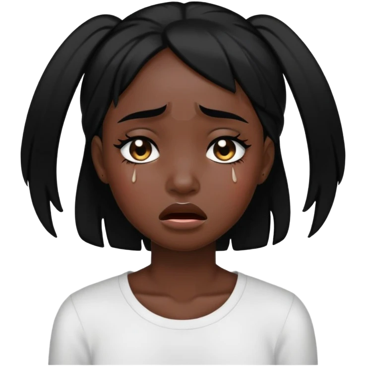 black dark girl with black hair crying 😭  emoji