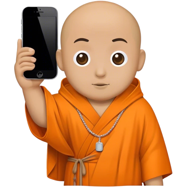 a mobile Phone in a monk orange robe emoji