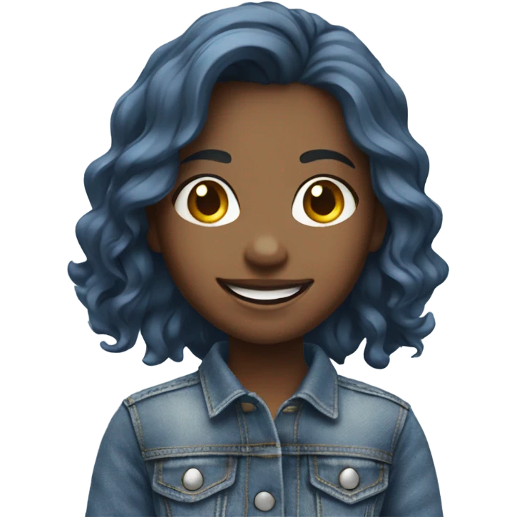 smiling girl in denim outfit emoji