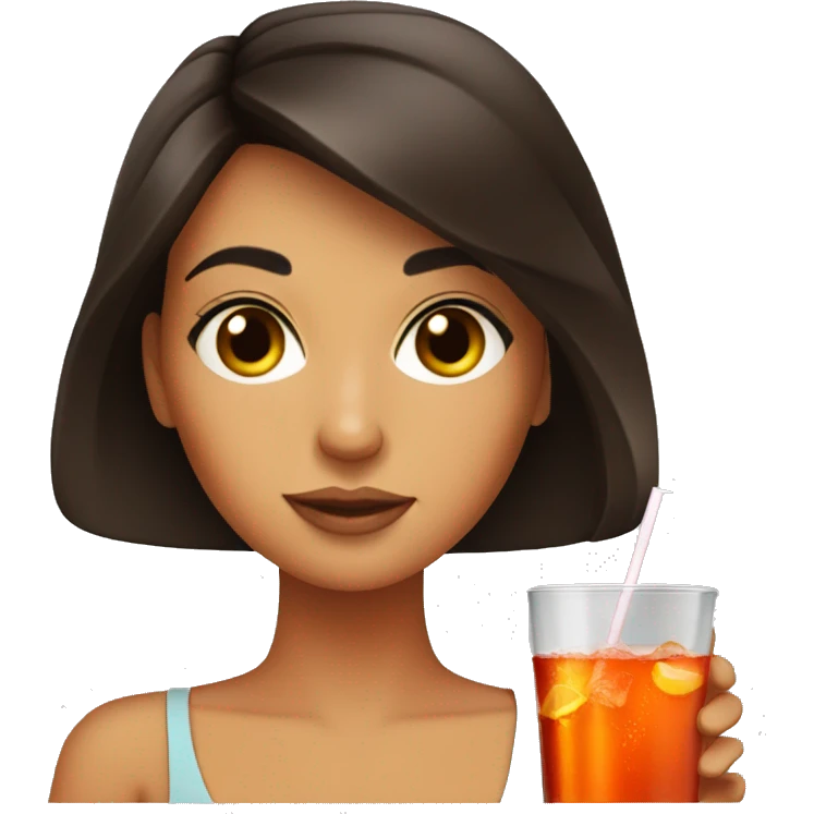 brunette girl drinks aperol emoji