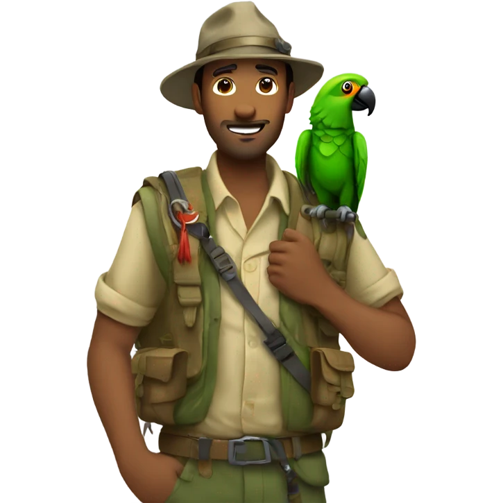explorer with a parrot emoji