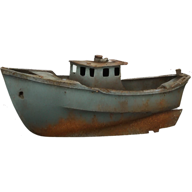 Corroded metal boat emoji