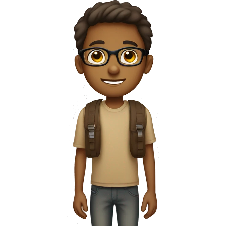 brown eyed boy with spects wearing bag in standing position emoji