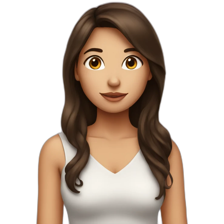 brunette girl saying I love you emoji