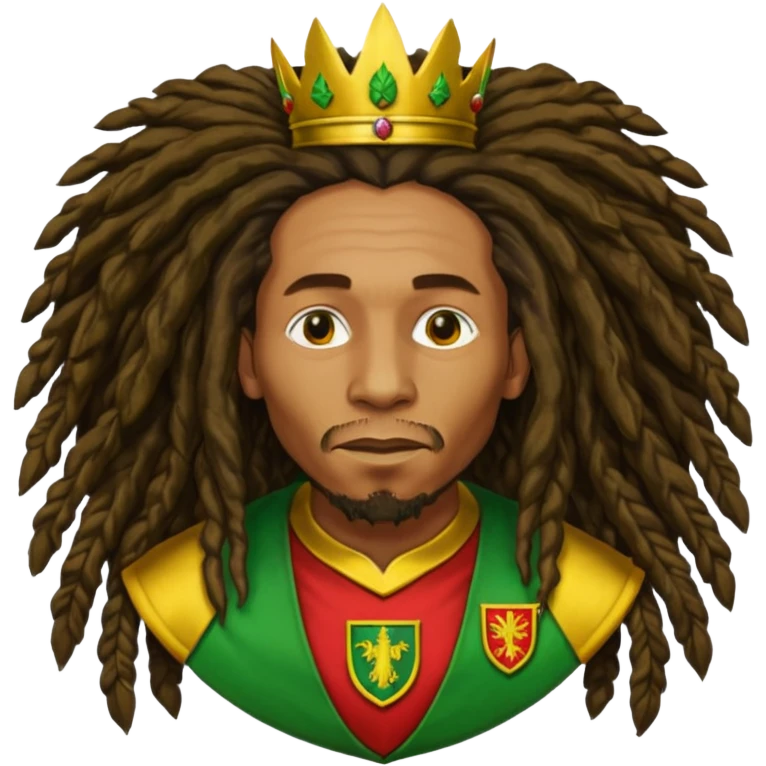 very realistic Bob Marley with gigantic dread locks in form heraldic crest emoji