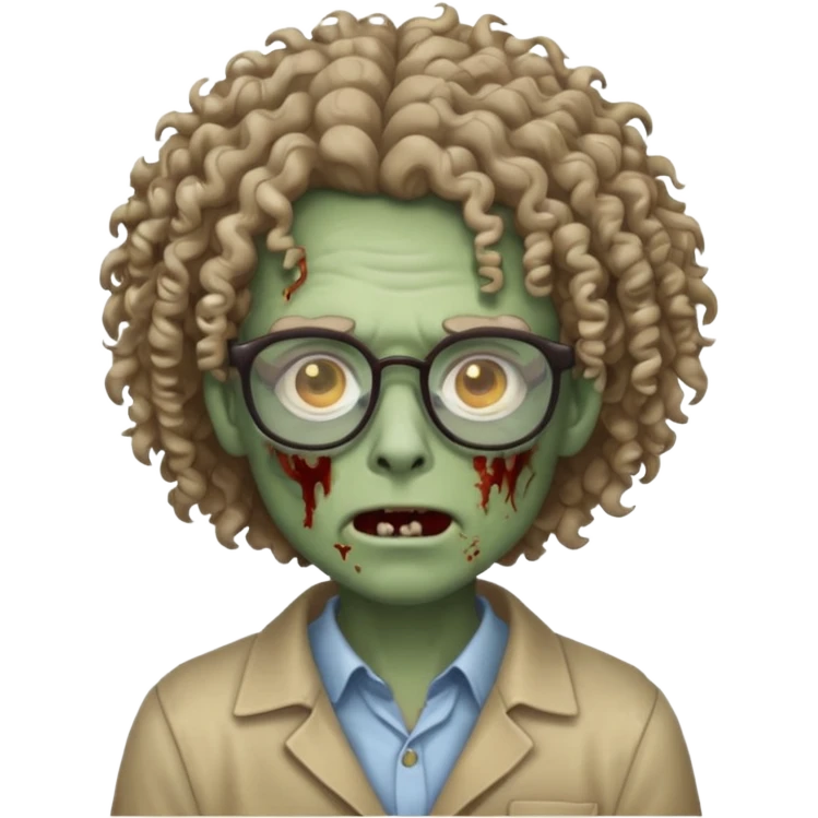 curly hair zombie with glasses emoji