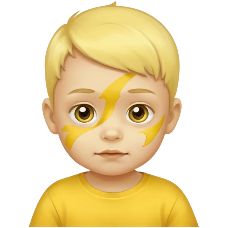 baby with yellow face paint and yellow shirt emoji