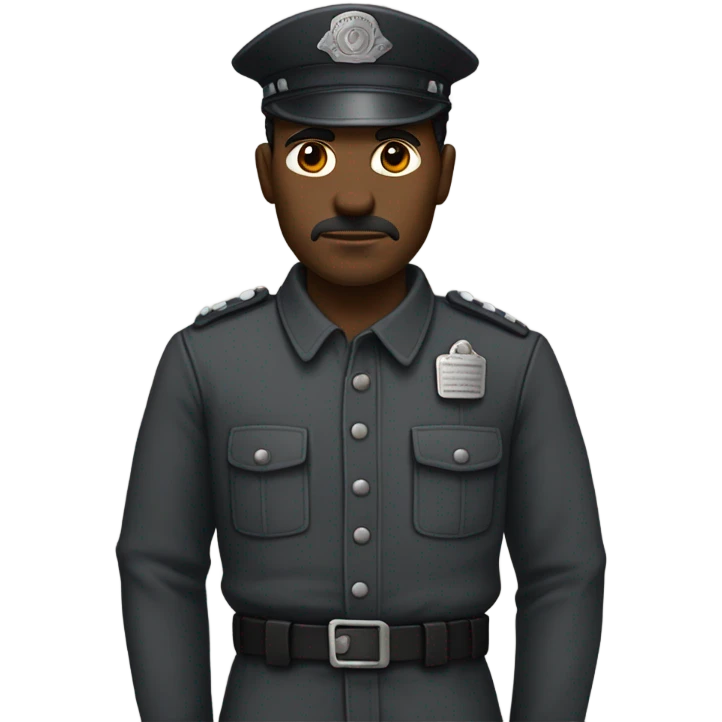 an prisoner in an dark gray uniform. very realistic and detailed emoji