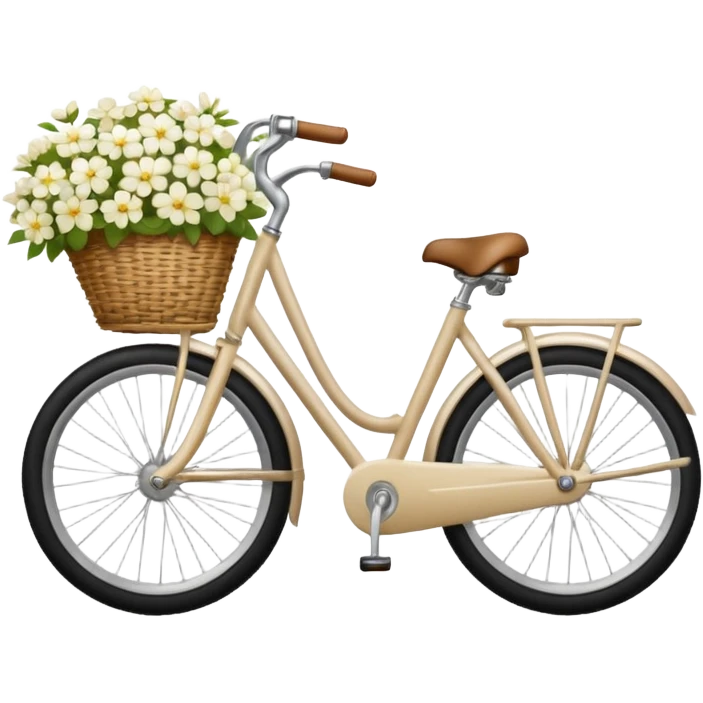 realistic light beige bicycle with basket of white  emoji