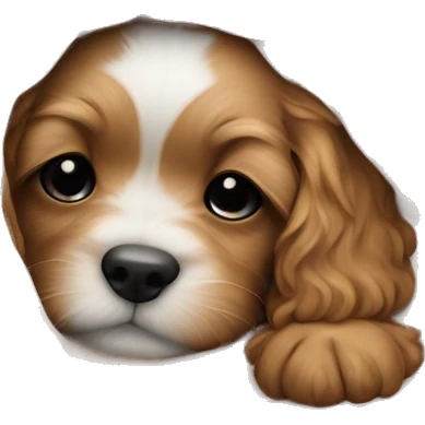 cute cockapoo puppy sleep in blanket emoji