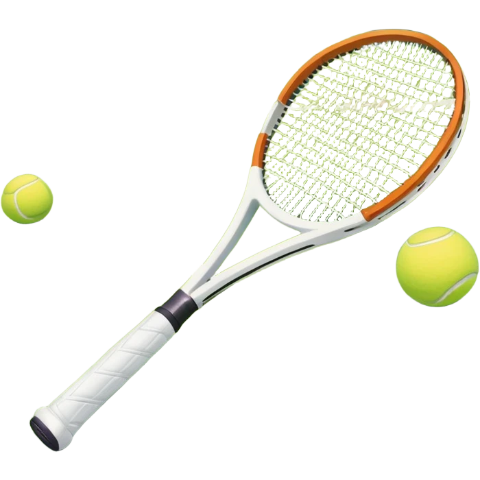 grass court, with the lines of the court clearl with visible in the background. A tennis racket and ball/ The scene captures the essence of the sport, highlighting the equipment and the vibrant, open atmosphere of a tennis match emoji