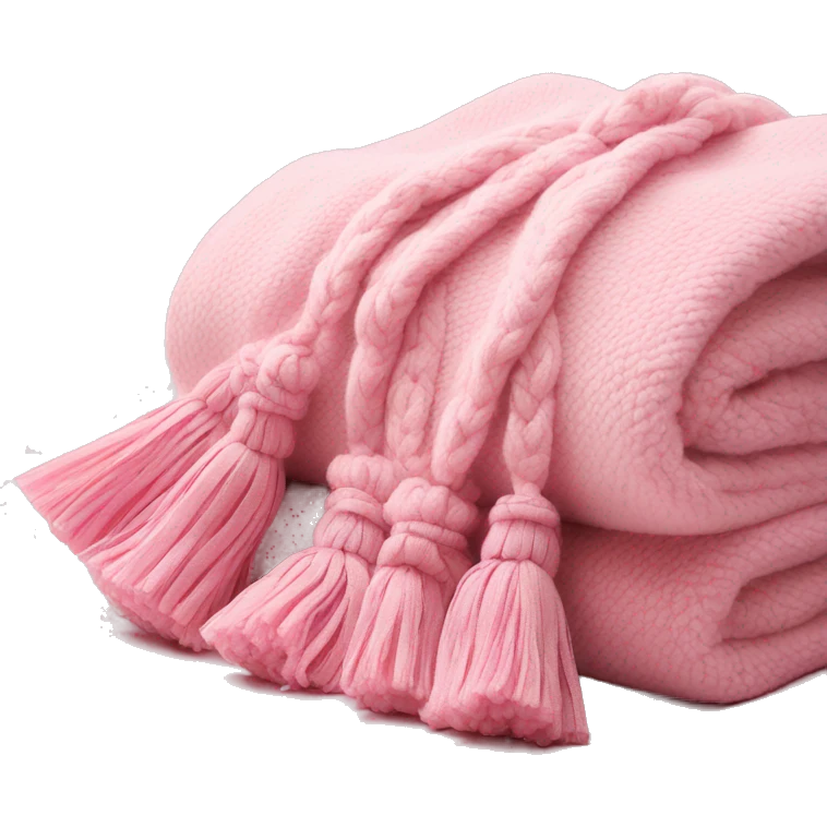 Light pink blanket with pink tassels, folded  emoji