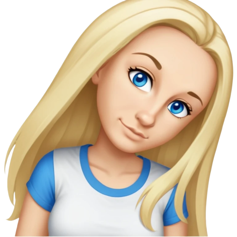 female, wearing a top and a shirt above, long middle-blonde hair emoji