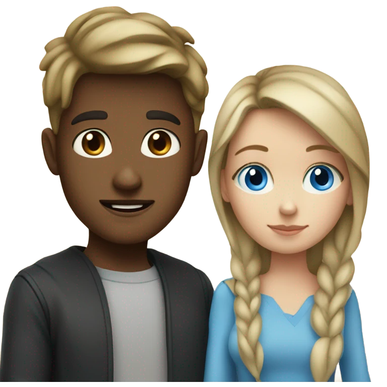 blue eyed dark blonde boy with a Bart with blue eyed brunette girl emoji