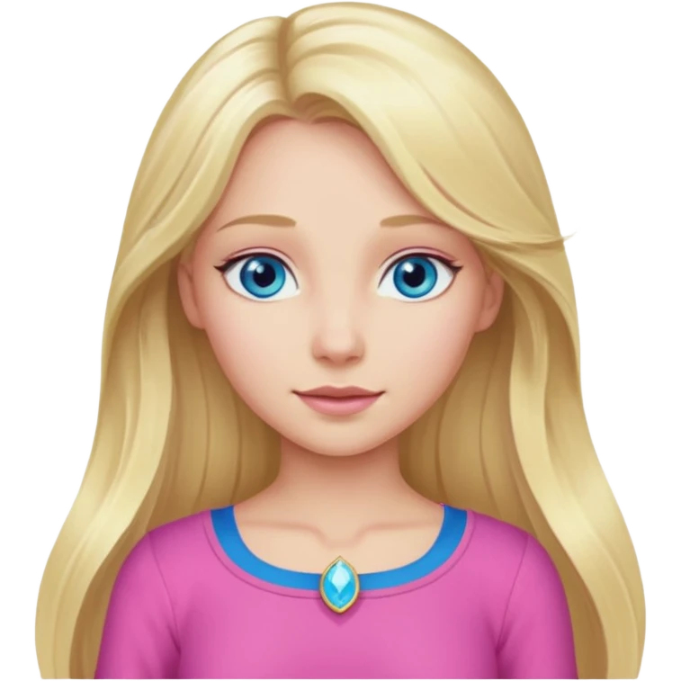 Aurora with long blonde hair, blue eyes, pink outfit emoji