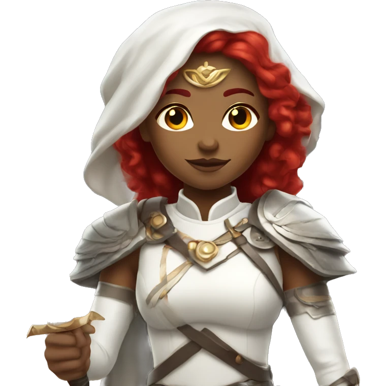 moonlit warrior in white dress with red hair emoji