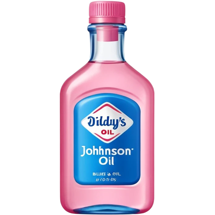 bottle of oil blue top pink outside with logo that says Diddys Oil Johnson and Johnson bottle  emoji