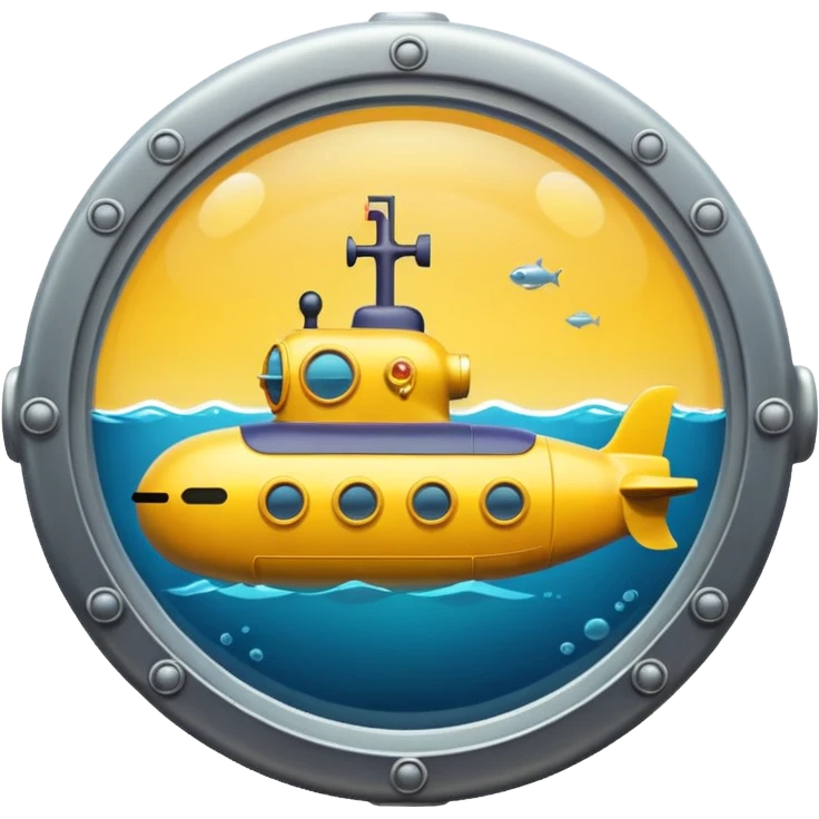 A bright yellow submarine with round windows and a tiny periscope.














 emoji