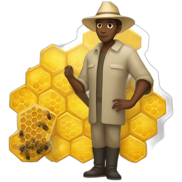 Tall black man beekeeper with honeycomb full body emoji