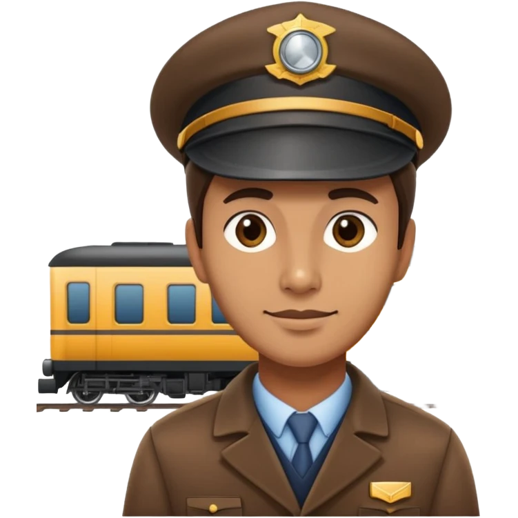 Train conductor with train in background emoji