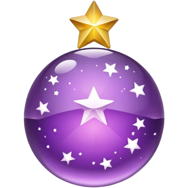 Bola de cristal roxa com estrela dourada brilhante dentro emoji