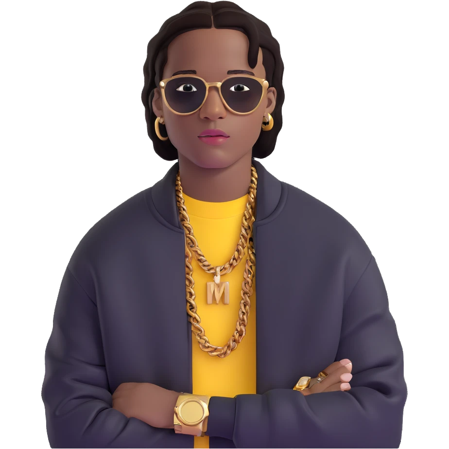 ASAP Rocky with gold grills and designer clothes emoji