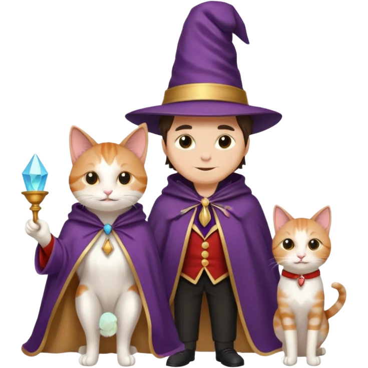 magician couple and their pet cat emoji