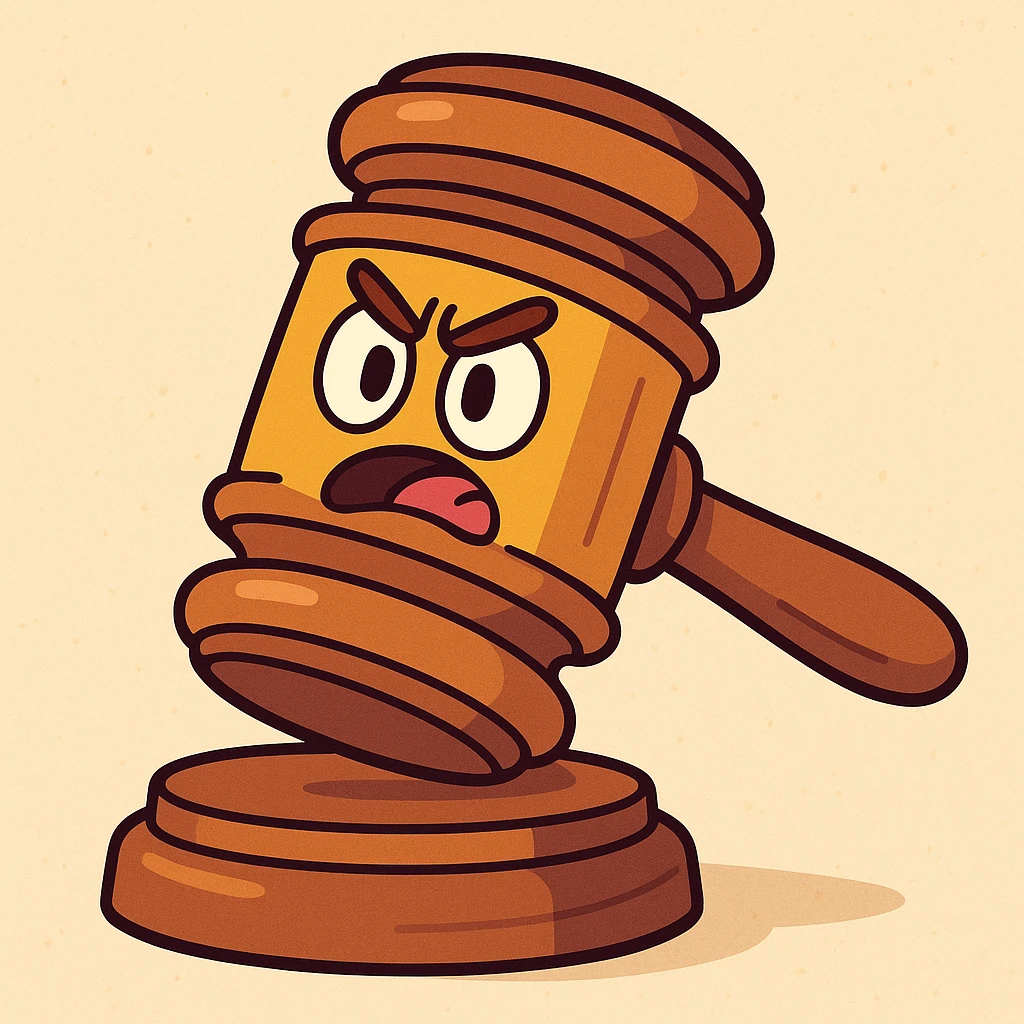 a gavel, cartoon style, bold lines and bright colors, playful and vibrant emoji