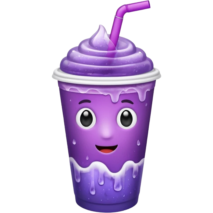 White paper cup filled with purple iced soda emoji