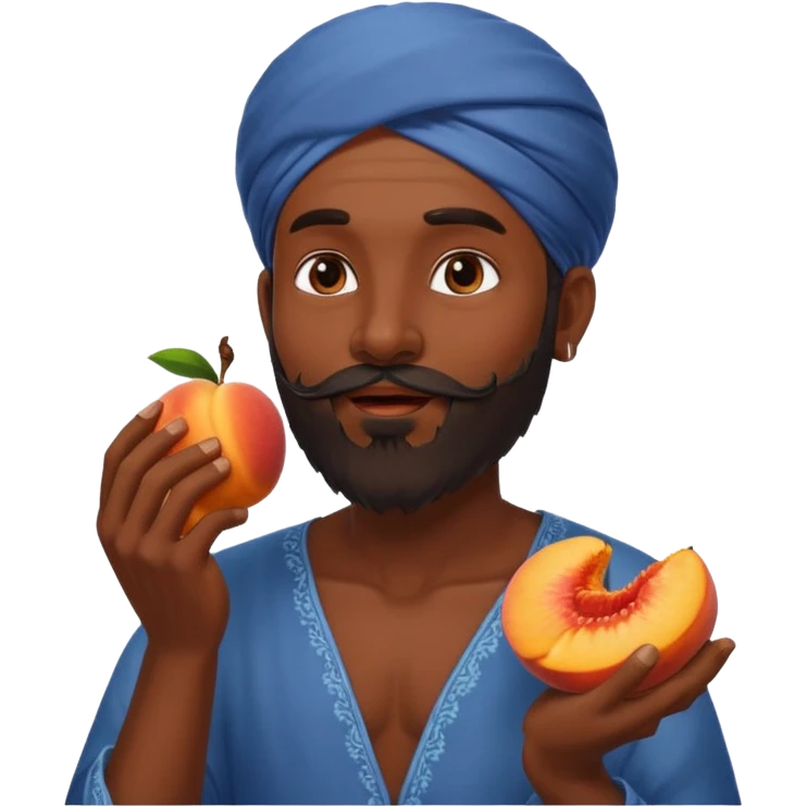 Indian man with a beard eating a juicy peach emoji