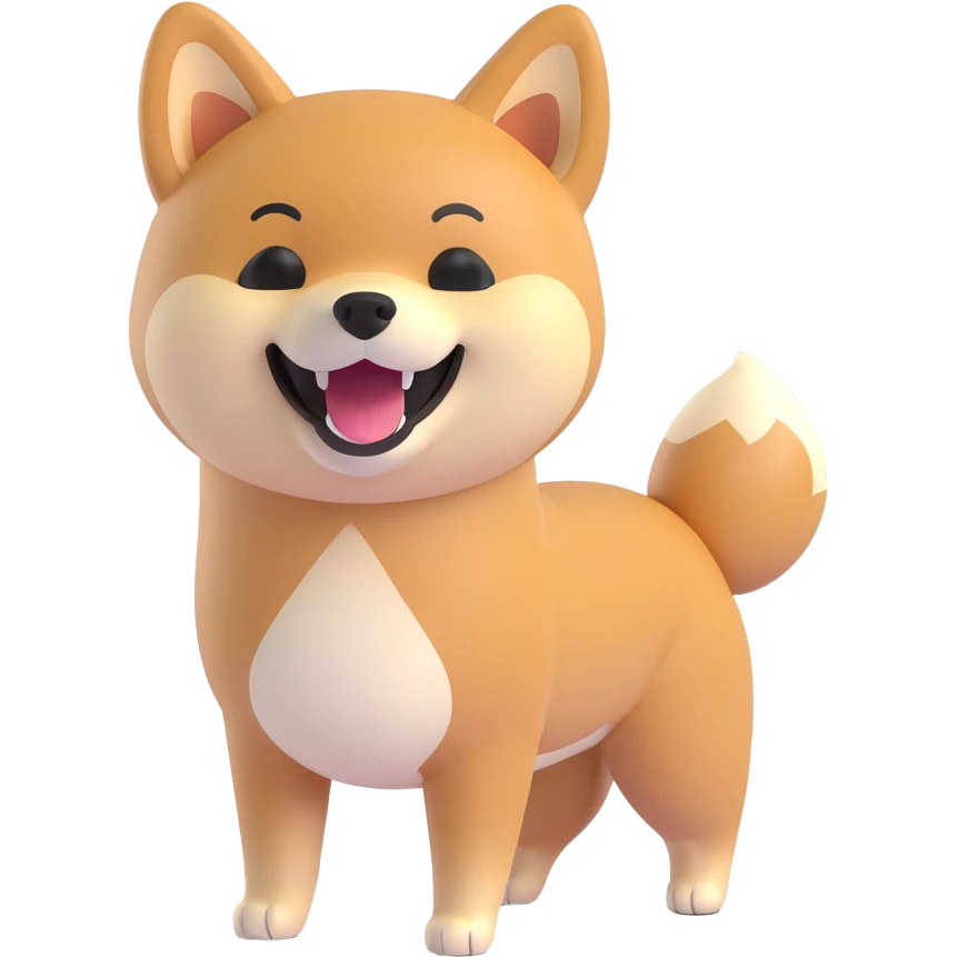 shiba inu standing, laughing emoji