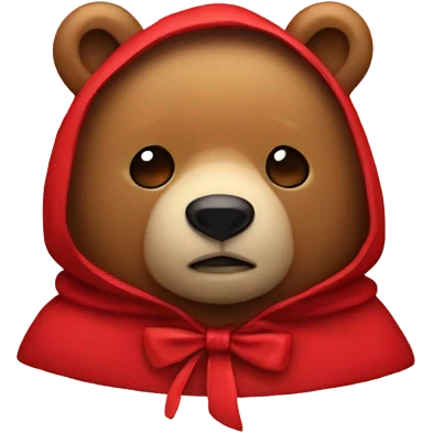 bear wearing a red hood with a bow emoji