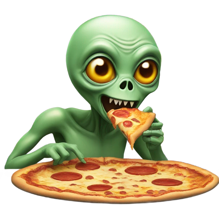 Alien eating pizza emoji
