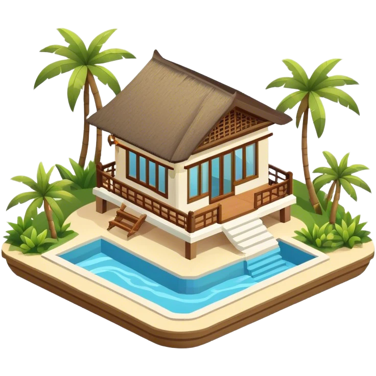 Bali beach bungalow, isometric exterior emoji