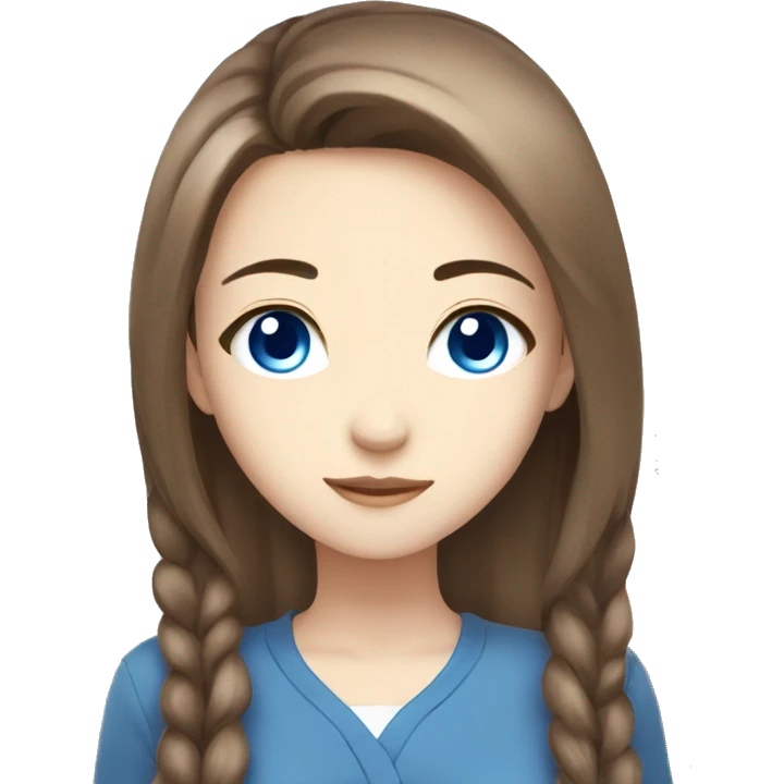 Beautiful anime girl with white streaks in brown hair and blue eyes emoji