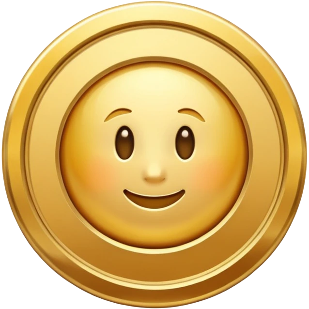 JUST THE CIRCLE  golden medal with a glossy finish, central clean,  emoji