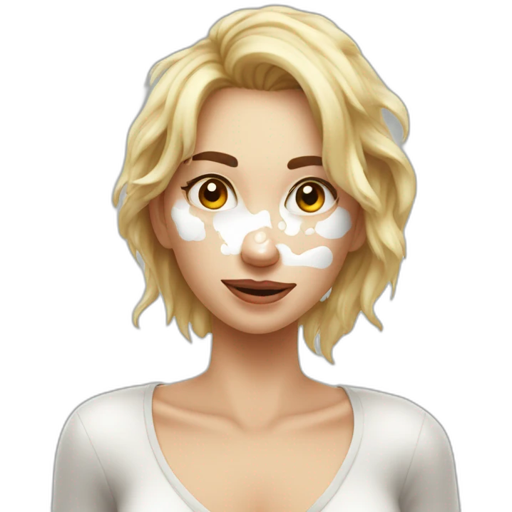 heck yeah, it works xd --- woman with many large milk stains emoji