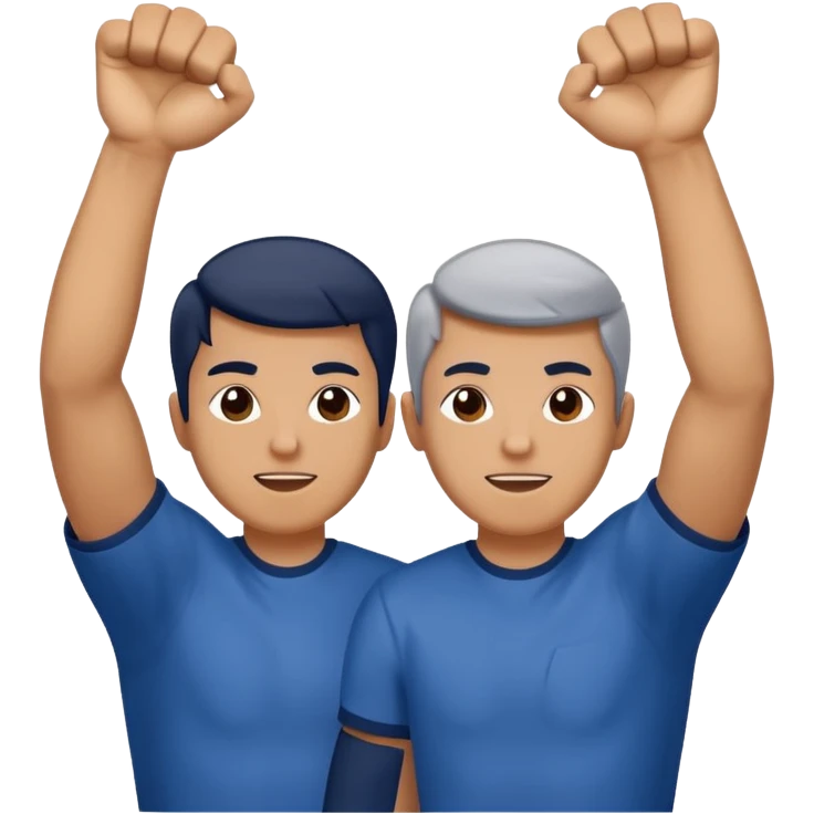 two raised hands in celebration with dark blue check between  emoji