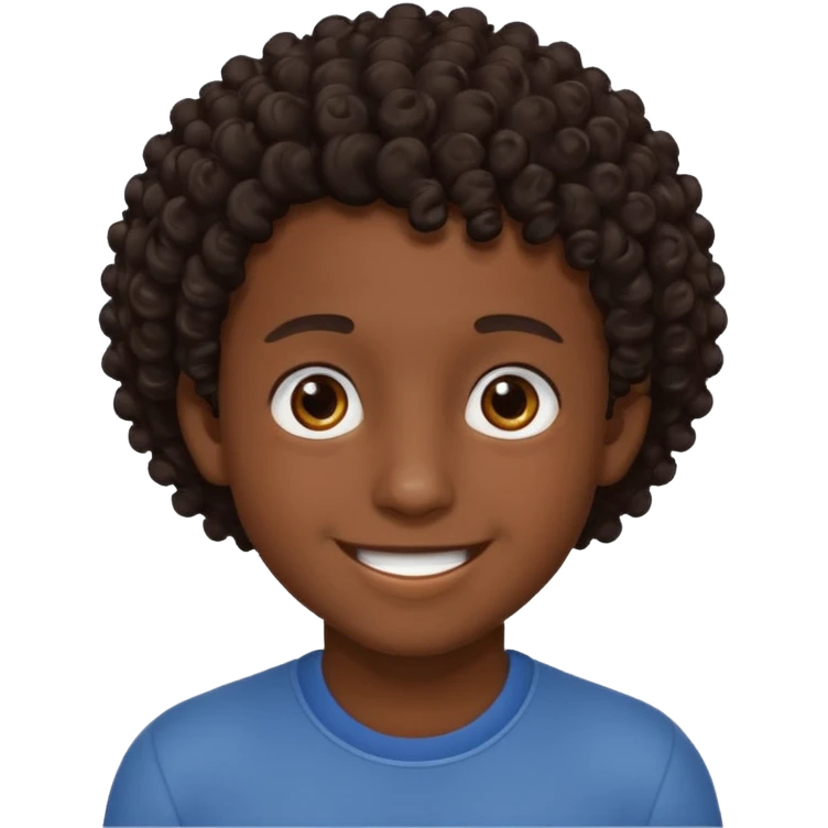 Menino de pele morena de olho castanho meio preto e cabelo cacheados ralo emoji