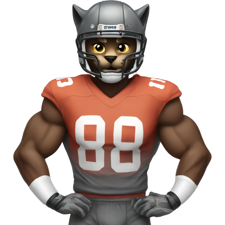 Muscular football player  a cat emoji
