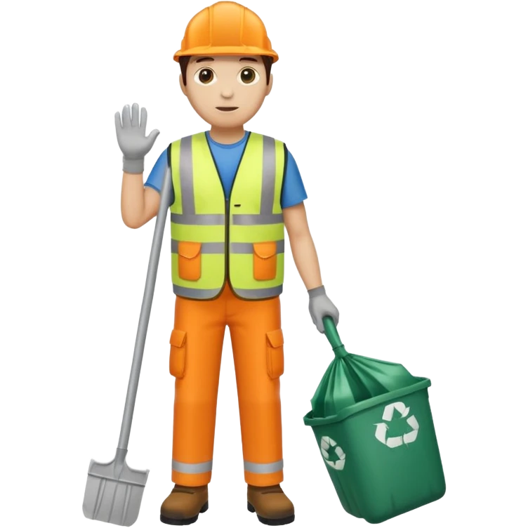 waste-management, safety vest, trash picker, cleaning up trash, full body emoji