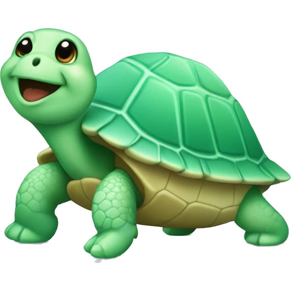 A very cute turtle that is all in mint green, even the shell emoji