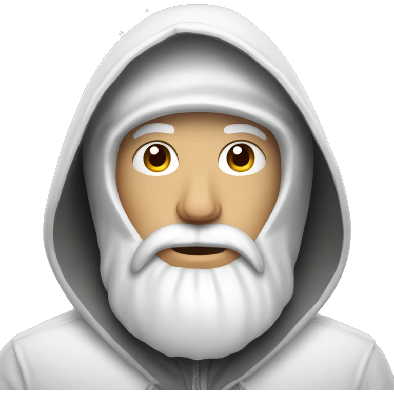 Russian man with beard in a hood covered with snow emoji