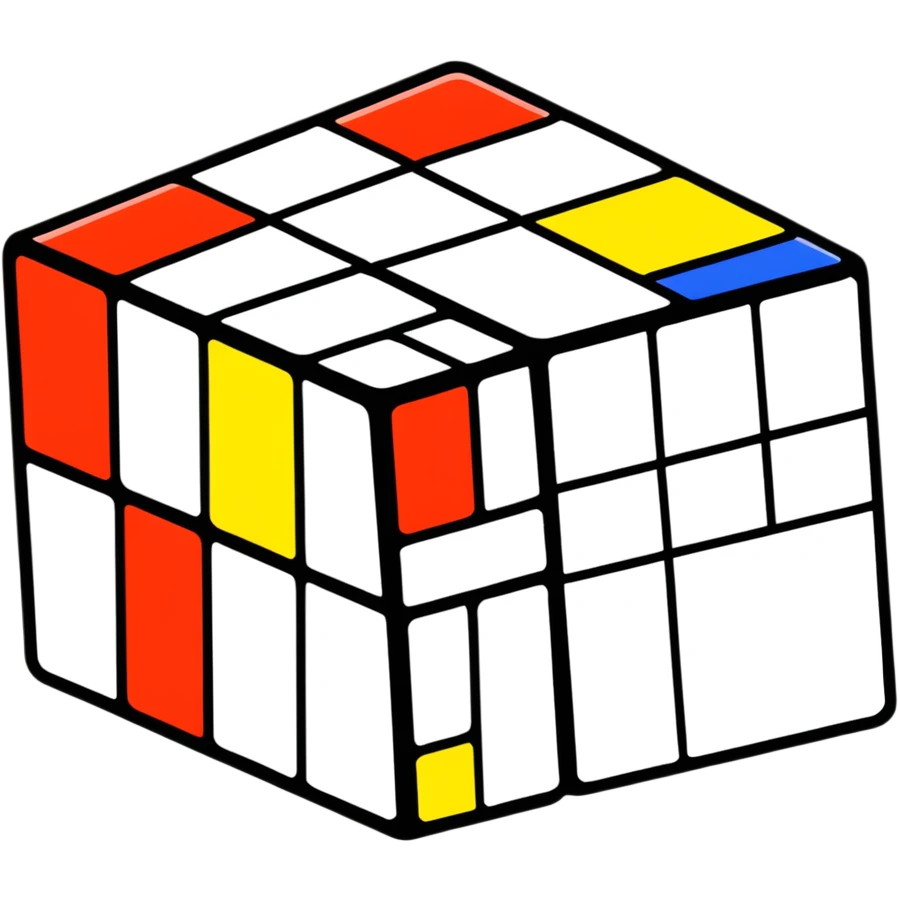 Colorful 3D Rubik's cube puzzle toy, partially solved emoji
