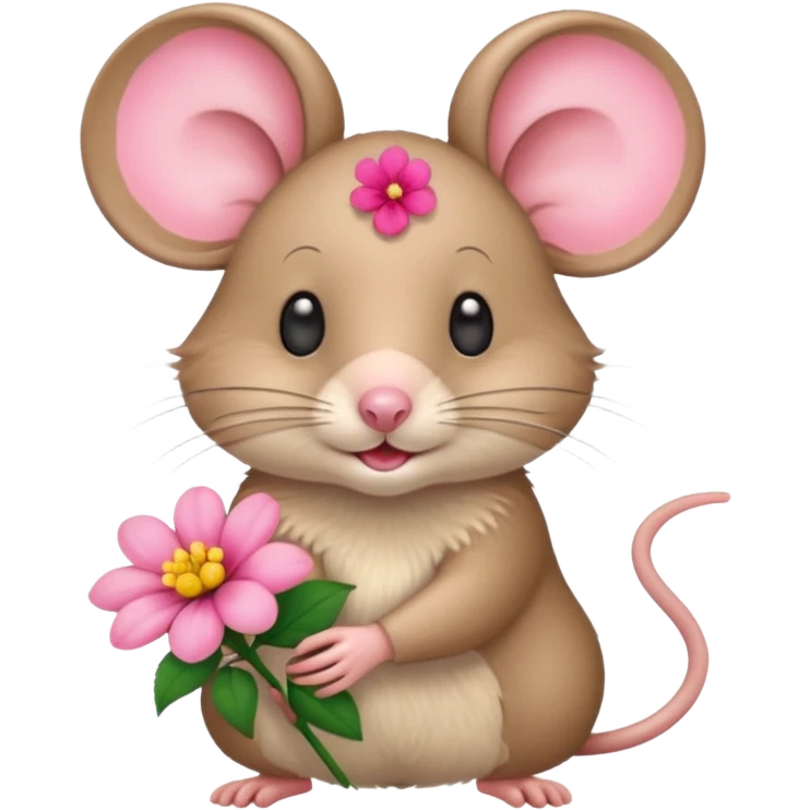 mouse holding flower emoji