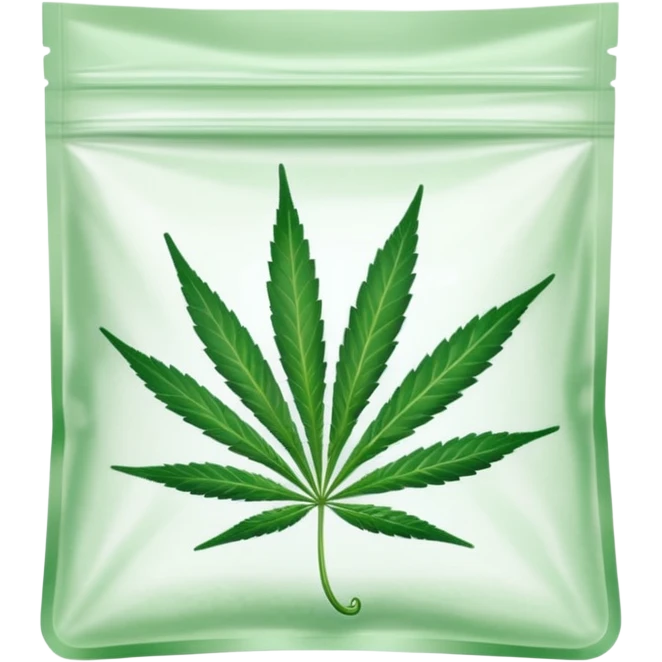 transparent ziplock bag with sativa leaf inside emoji